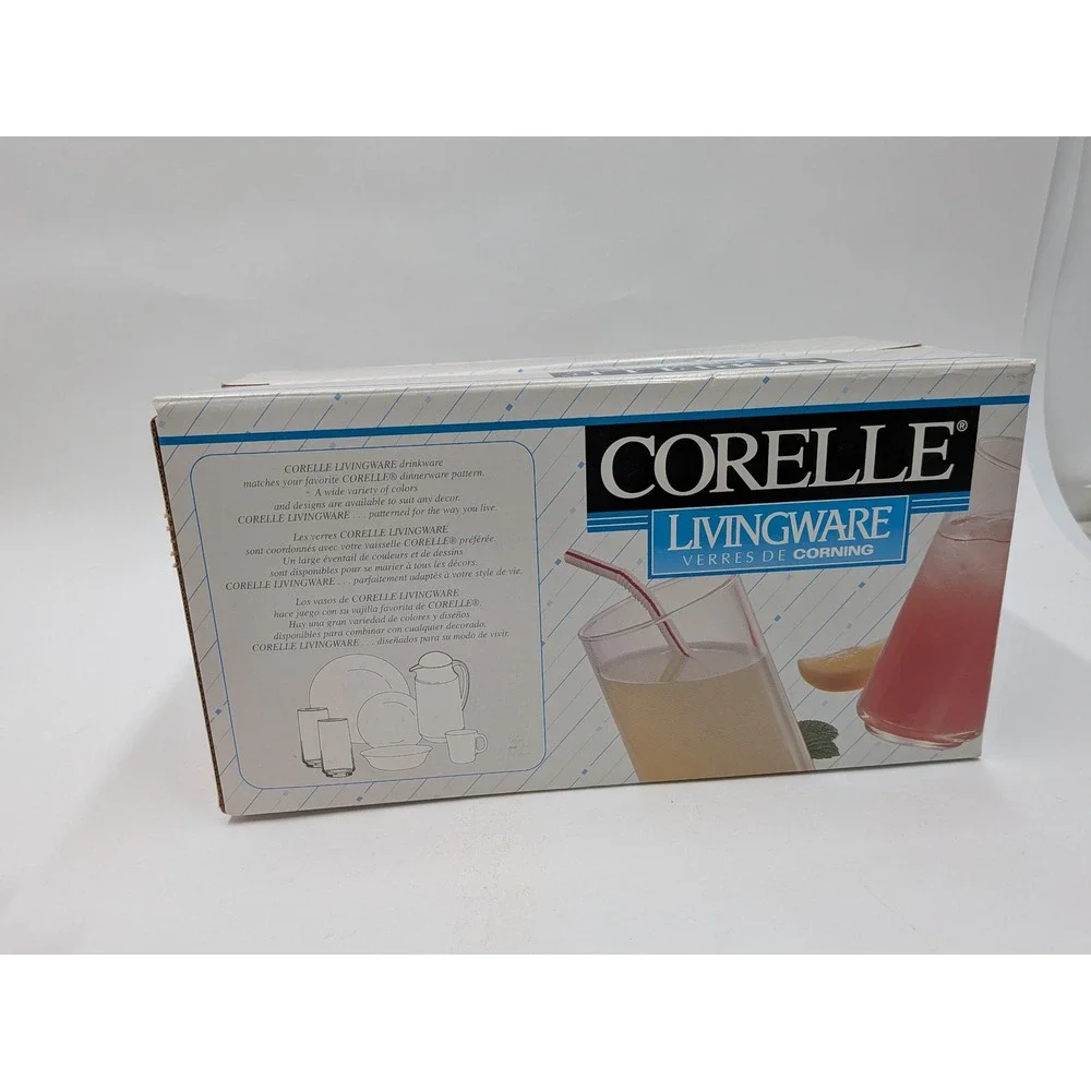 Corelle Livingware Rose Duo Glassware by Corning 8 Piece Beverage Set Vintage